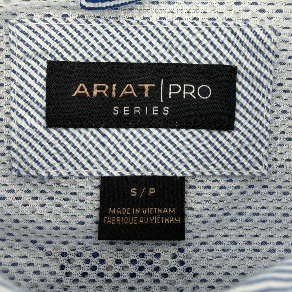 Ariat Pro Series Shirt Mens Small Blue White Pinstripe Long Sleeve Button Down - Picture 6 of 9